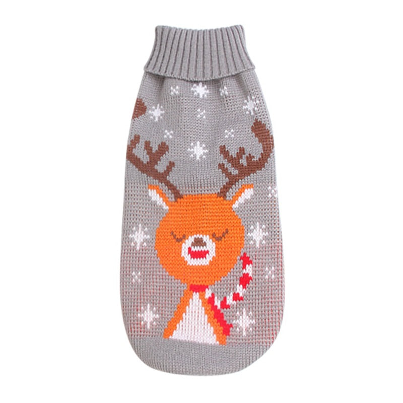 Christmas reindeer maple leaves snowflakes holiday pet clothes high necked knitted sweaters dog and cat clothing jackets | Panier, lit et accessoires design pour animaux - CoconDou