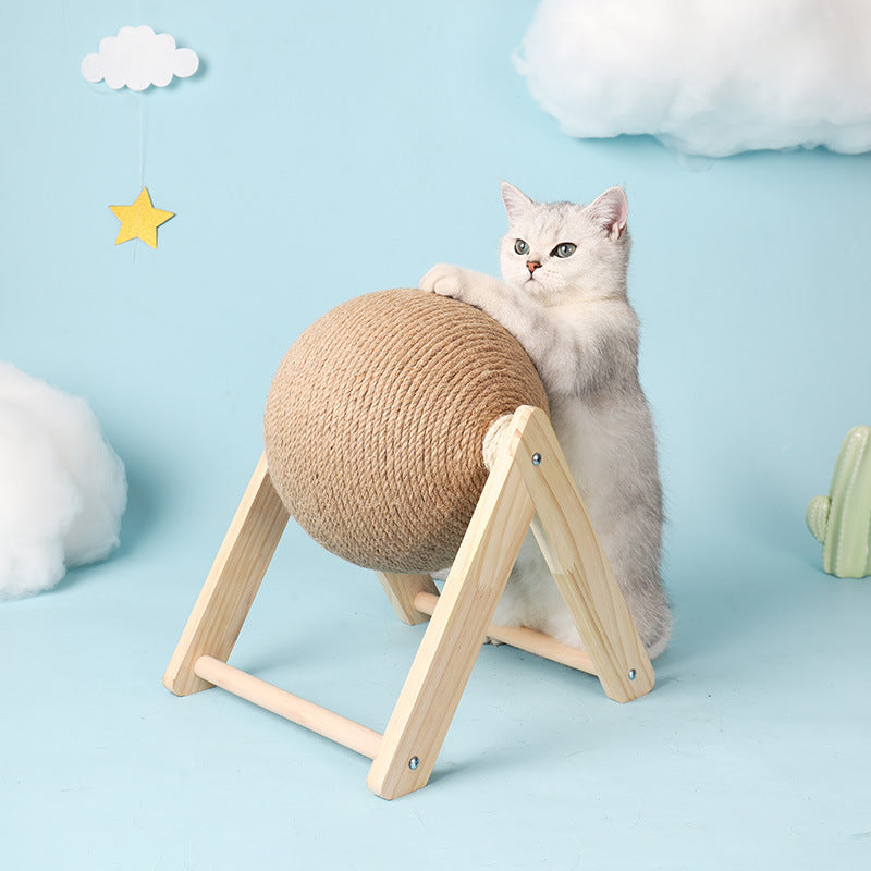 Boule à Gratter en Bois pour Chat – Jouet Griffade Design & Durable, Anti-Stress et Bien-Être | Panier, lit et accessoires design pour animaux - CoconDou