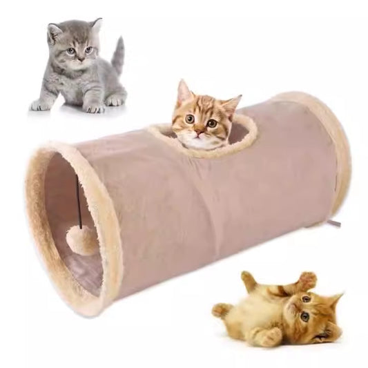 Tunnel Pliable pour Chat – Jouet Interactif en Daim & Polyester | Jeu, Cachette et Chasse | Panier, lit et accessoires design pour animaux - CoconDou
