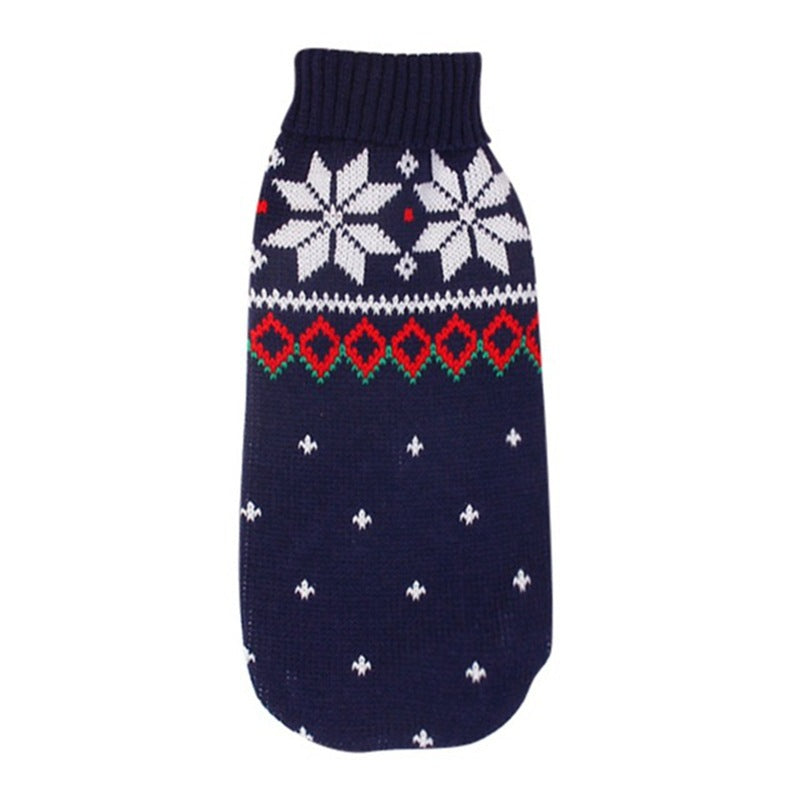 Christmas reindeer maple leaves snowflakes holiday pet clothes high necked knitted sweaters dog and cat clothing jackets | Panier, lit et accessoires design pour animaux - CoconDou