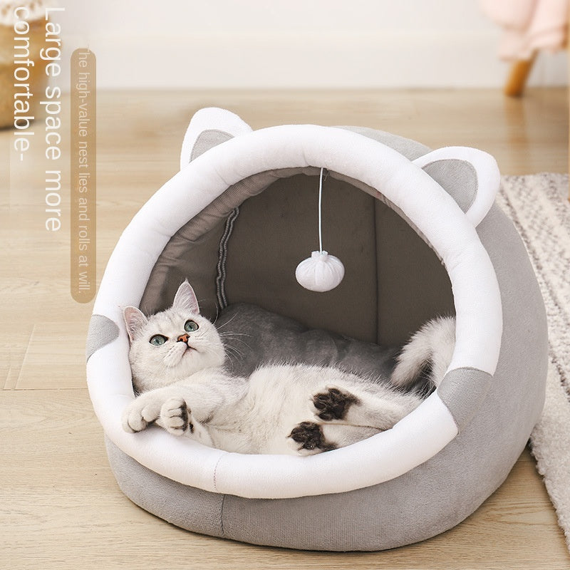 Niche Cocoon pour Chat – Lit Fermé 4 Saisons avec Oreilles de Chat | Confort & Sécurité Premium | Panier, lit et accessoires design pour animaux - CoconDou