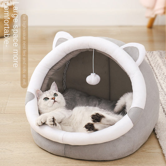 Niche Cocoon pour Chat – Lit Fermé 4 Saisons avec Oreilles de Chat | Confort & Sécurité Premium | Panier, lit et accessoires design pour animaux - CoconDou