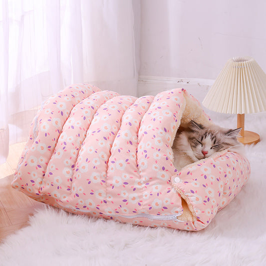Lit Chaud Cocoon pour Chat – Panier Douillet avec Sac de Couchage Amovible | Velours Épais & Confort Hivernal | Panier, lit et accessoires design pour animaux - CoconDou