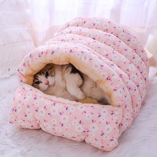 Lit Chaud Cocoon pour Chat – Panier Douillet avec Sac de Couchage Amovible | Velours Épais & Confort Hivernal | Panier, lit et accessoires design pour animaux - CoconDou