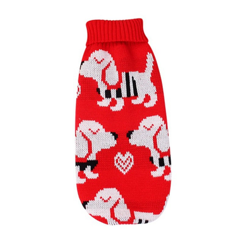 Christmas reindeer maple leaves snowflakes holiday pet clothes high necked knitted sweaters dog and cat clothing jackets | Panier, lit et accessoires design pour animaux - CoconDou