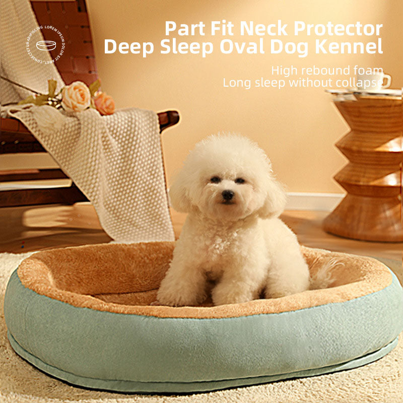 Niche Ovale Douillette pour Chien & Chat – Lit Cocoon en Lin & Poil de Lapin | Confort Premium | Panier, lit et accessoires design pour animaux - CoconDou