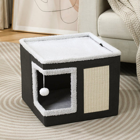 Panier confortable pour chien et chat Tabouret Cube 2 - en - 1 Chien & Chat | Niche Déco & Lit Douillet – CoconDou - CoconDou